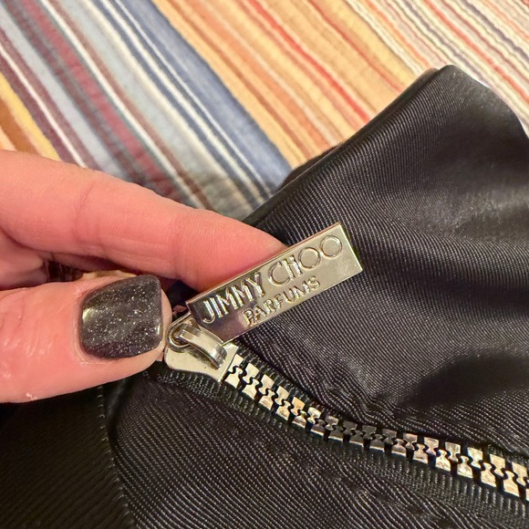 Jimmy Choo Parfum Weekender Travel Bag Black Nylon Leather Trim Adjustable Strap - Picture 3 of 7